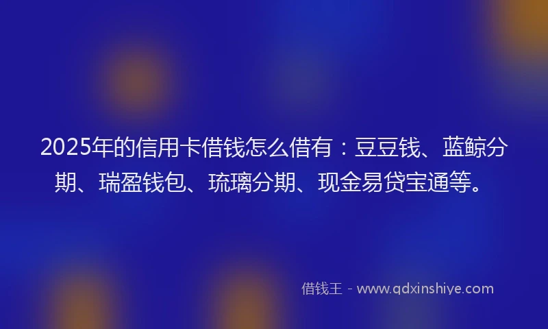 2025年的信用卡借钱怎么借有：豆豆钱、蓝鲸分期、瑞盈钱包、琉璃分期、现金易贷宝通等。