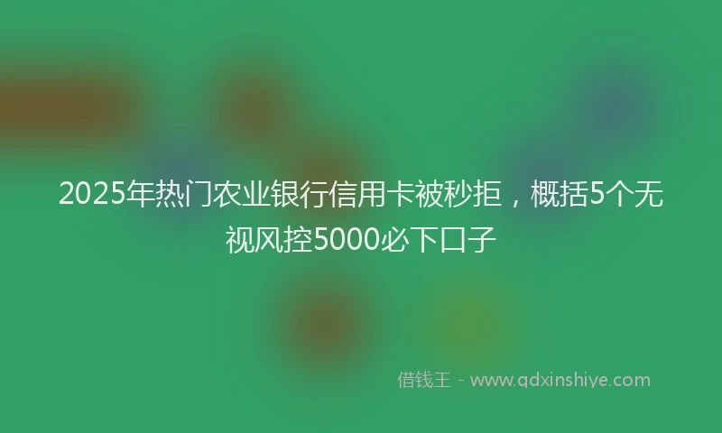 2025年热门农业银行信用卡被秒拒，概括5个无视风控5000必下口子
