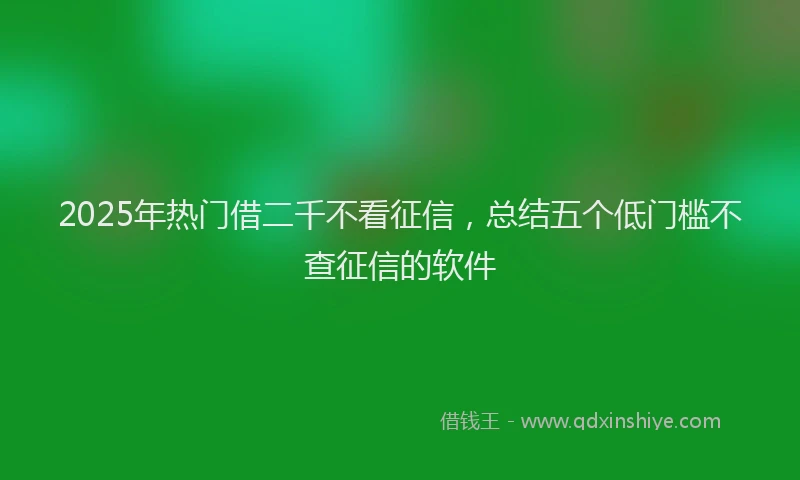 2025年热门借二千不看征信，总结五个低门槛不查征信的软件