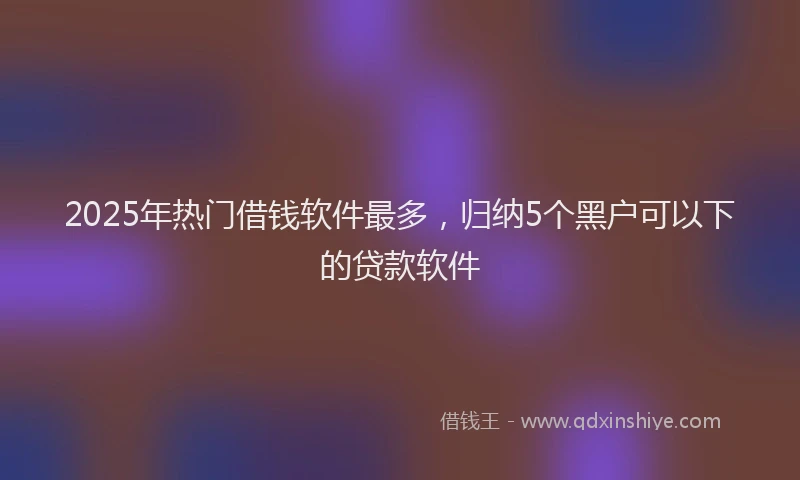 2025年热门借钱软件最多，归纳5个黑户可以下的贷款软件