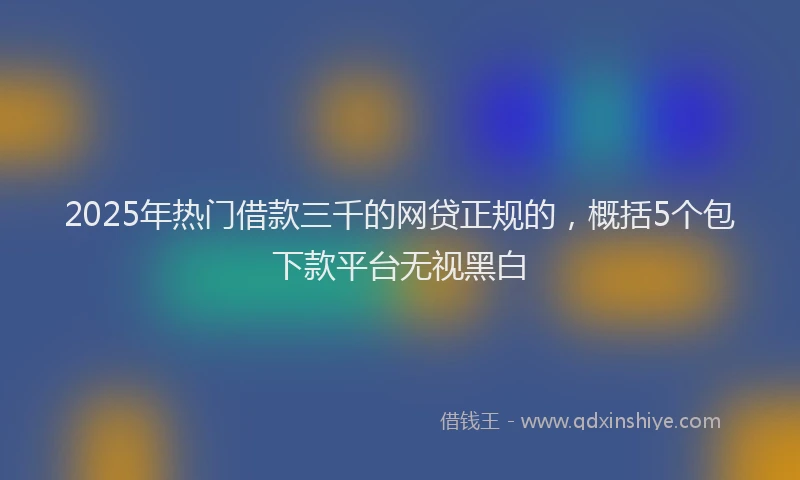 2025年热门借款三千的网贷正规的，概括5个包下款平台无视黑白