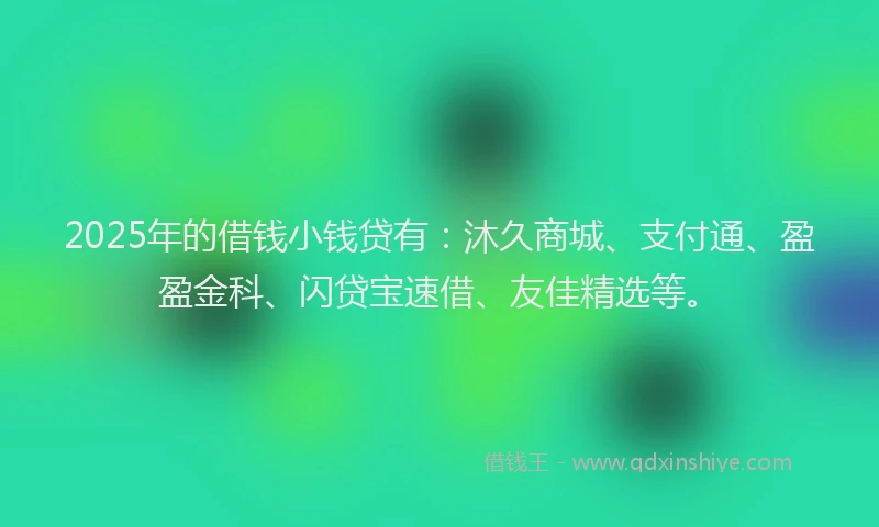 2025年的借钱小钱贷有：沐久商城、支付通、盈盈金科、闪贷宝速借、友佳精选等。