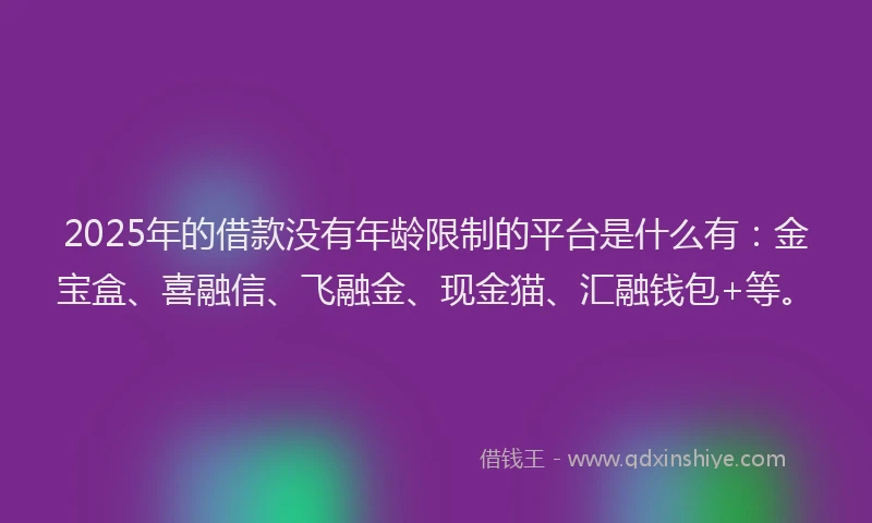 2025年的借款没有年龄限制的平台是什么有：金宝盒、喜融信、飞融金、现金猫、汇融钱包+等。