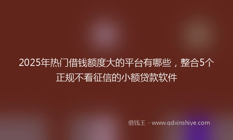 2025年热门借钱额度大的平台有哪些，整合5个正规不看征信的小额贷款软件