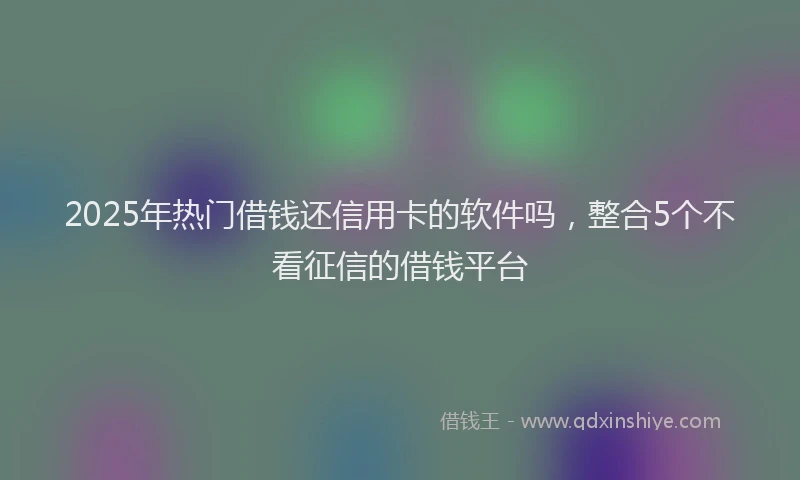 2025年热门借钱还信用卡的软件吗，整合5个不看征信的借钱平台