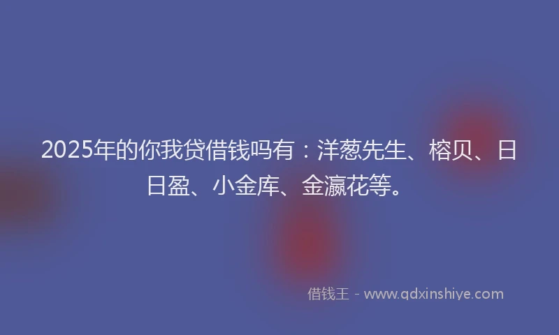 2025年的你我贷借钱吗有：洋葱先生、榕贝、日日盈、小金库、金瀛花等。