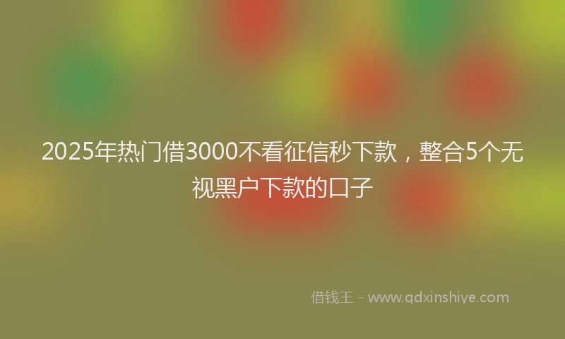 2025年热门借3000不看征信秒下款，整合5个无视黑户下款的口子