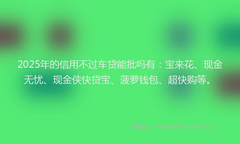 2025年的信用不过车贷能批吗有：宝来花、现金无忧、现金侠快贷宝、菠萝钱包、超快购等。