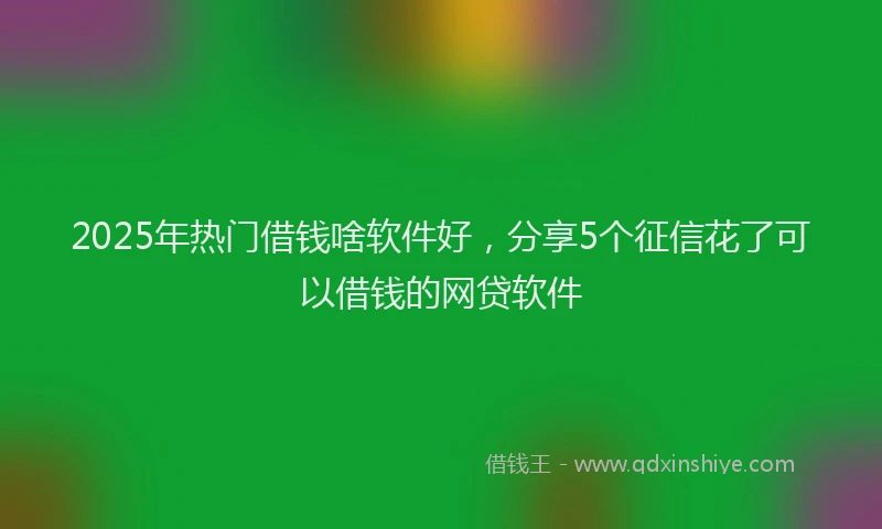 2025年热门借钱啥软件好，分享5个征信花了可以借钱的网贷软件