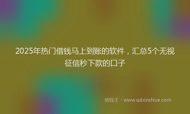 2025年热门借钱马上到账的软件，汇总5个无视征信秒下款的口子