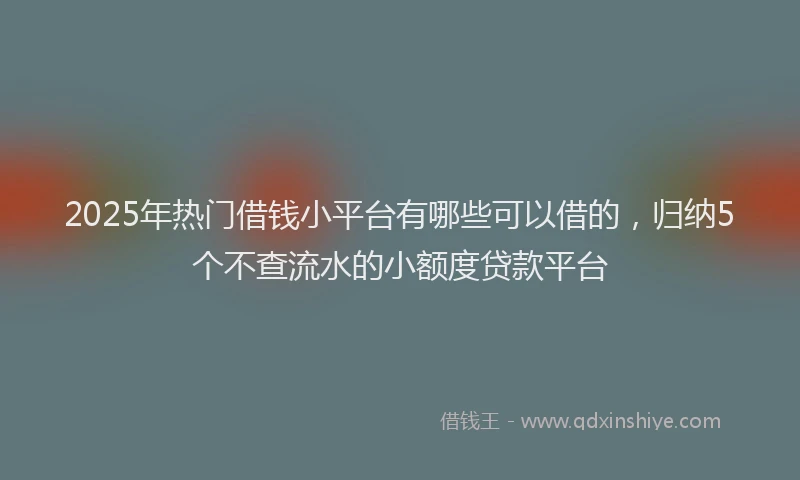 2025年热门借钱小平台有哪些可以借的，归纳5个不查流水的小额度贷款平台