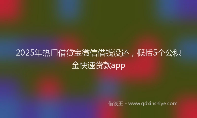2025年热门借贷宝微信借钱没还，概括5个公积金快速贷款app