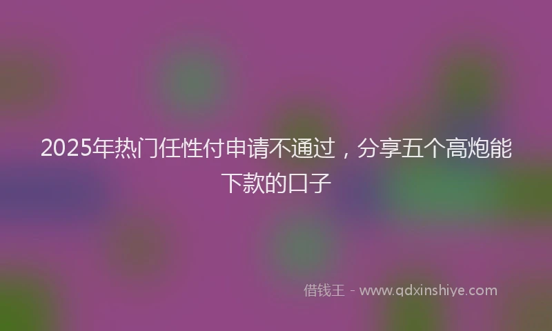2025年热门任性付申请不通过，分享五个高炮能下款的口子