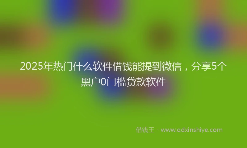 2025年热门什么软件借钱能提到微信，分享5个黑户0门槛贷款软件