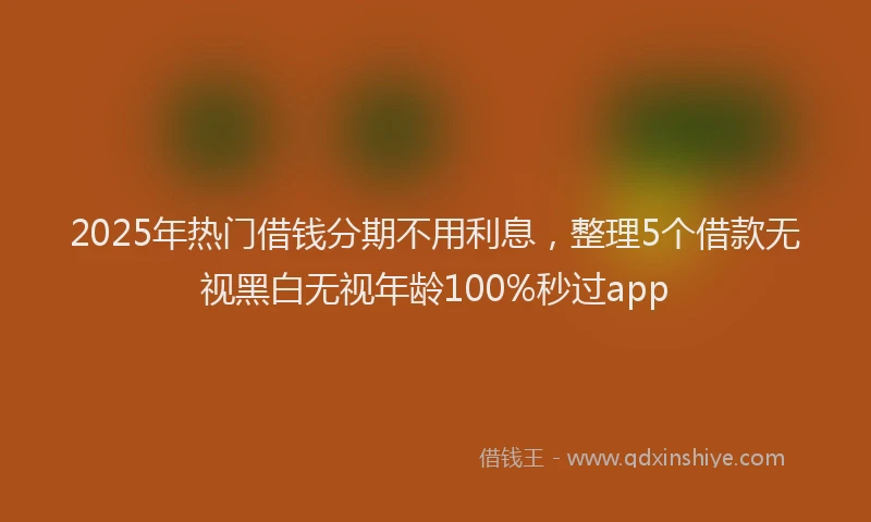 2025年热门借钱分期不用利息，整理5个借款无视黑白无视年龄100%秒过app