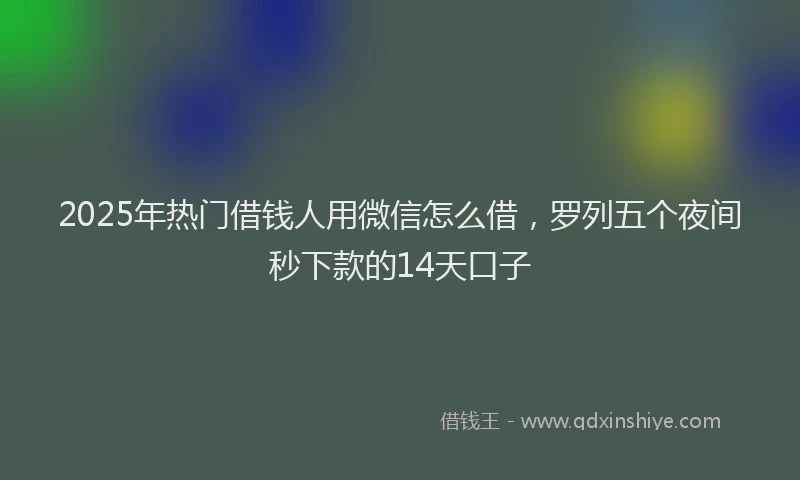 2025年热门借钱人用微信怎么借，罗列五个夜间秒下款的14天口子