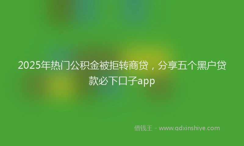 2025年热门公积金被拒转商贷，分享五个黑户贷款必下口子app