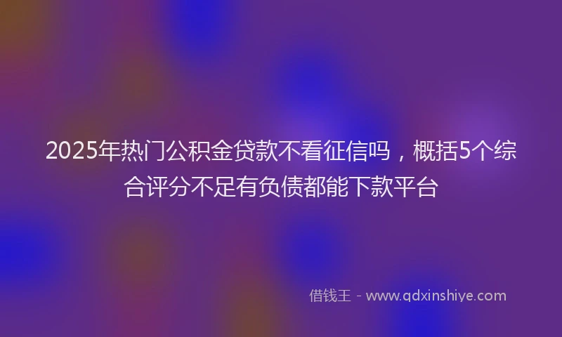 2025年热门公积金贷款不看征信吗，概括5个综合评分不足有负债都能下款平台