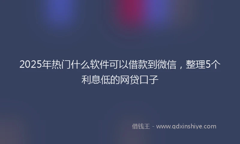 2025年热门什么软件可以借款到微信，整理5个利息低的网贷口子