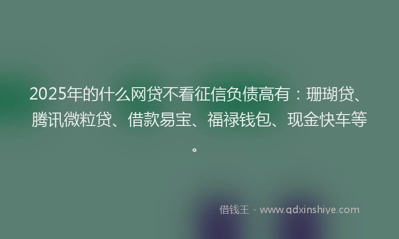 2025年的什么网贷不看征信负债高有：珊瑚贷、腾讯微粒贷、借款易宝、福禄钱包、现金快车等。