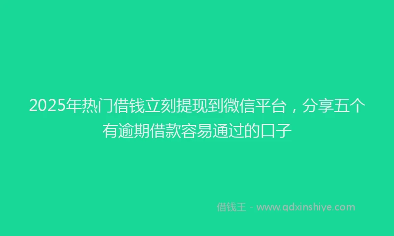 2025年热门借钱立刻提现到微信平台，分享五个有逾期借款容易通过的口子