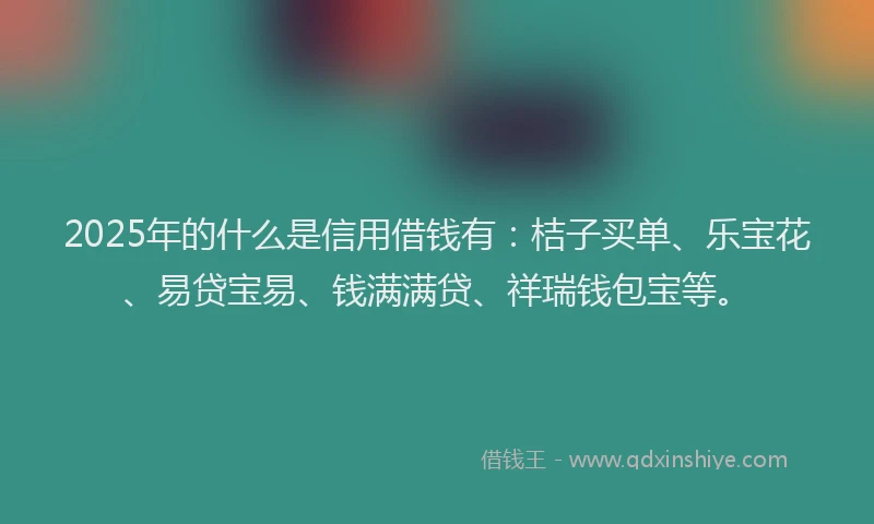 2025年的什么是信用借钱有：桔子买单、乐宝花、易贷宝易、钱满满贷、祥瑞钱包宝等。