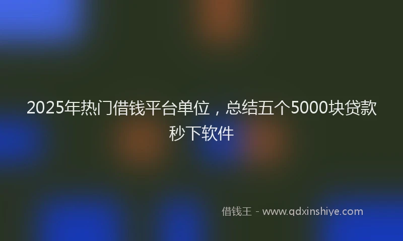 2025年热门借钱平台单位，总结五个5000块贷款秒下软件