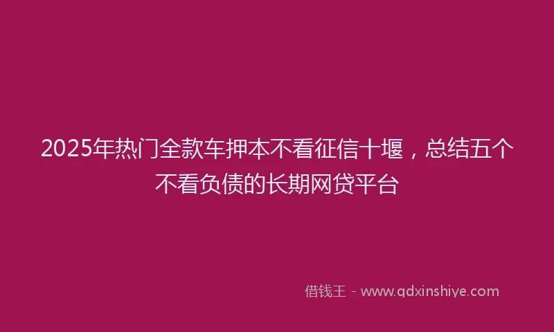2025年热门全款车押本不看征信十堰，总结五个不看负债的长期网贷平台