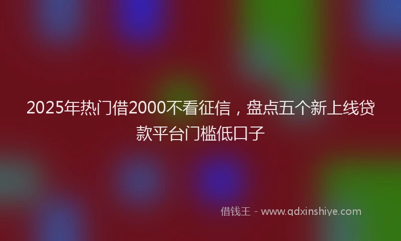 2025年热门借2000不看征信，盘点五个新上线贷款平台门槛低口子