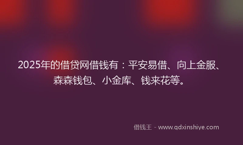 2025年的借贷网借钱有：平安易借、向上金服、森森钱包、小金库、钱来花等。