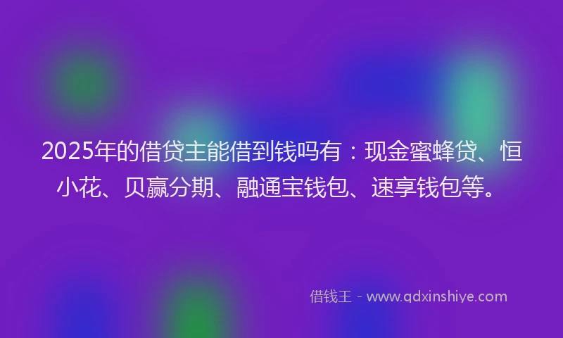 2025年的借贷主能借到钱吗有：现金蜜蜂贷、恒小花、贝赢分期、融通宝钱包、速享钱包等。