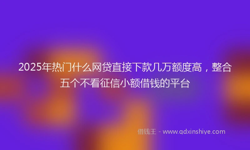 2025年热门什么网贷直接下款几万额度高，整合五个不看征信小额借钱的平台