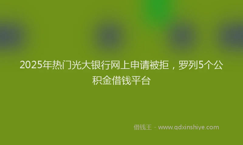 2025年热门光大银行网上申请被拒，罗列5个公积金借钱平台