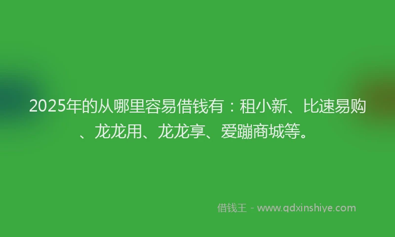 2025年的从哪里容易借钱有：租小新、比速易购、龙龙用、龙龙享、爱蹦商城等。