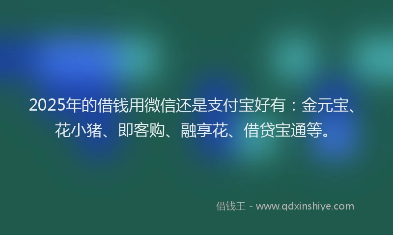 2025年的借钱用微信还是支付宝好有：金元宝、花小猪、即客购、融享花、借贷宝通等。