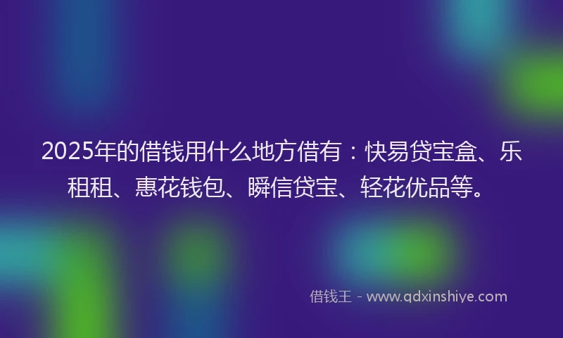 2025年的借钱用什么地方借有：快易贷宝盒、乐租租、惠花钱包、瞬信贷宝、轻花优品等。