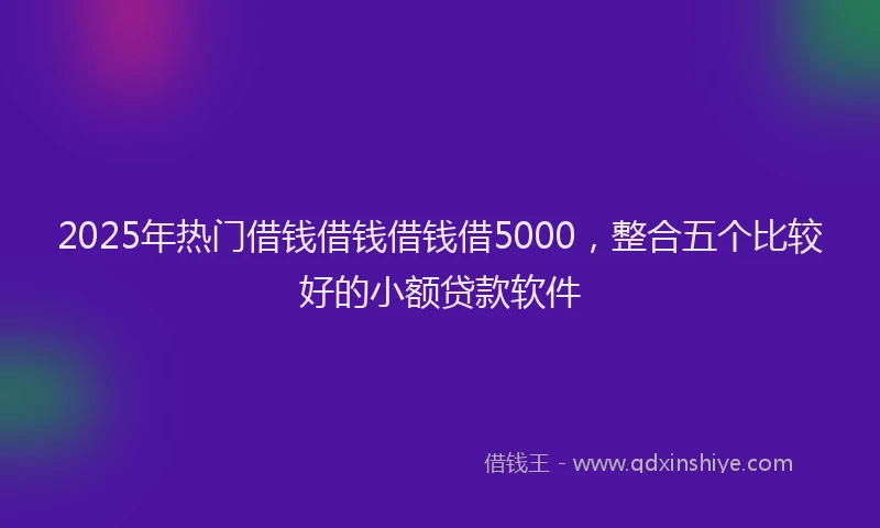 2025年热门借钱借钱借钱借5000，整合五个比较好的小额贷款软件