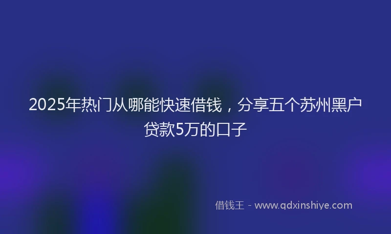2025年热门从哪能快速借钱，分享五个苏州黑户贷款5万的口子