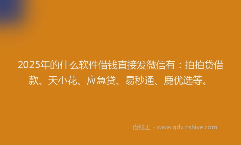 2025年的什么软件借钱直接发微信有：拍拍贷借款、天小花、应急贷、易秒通、鹿优选等。