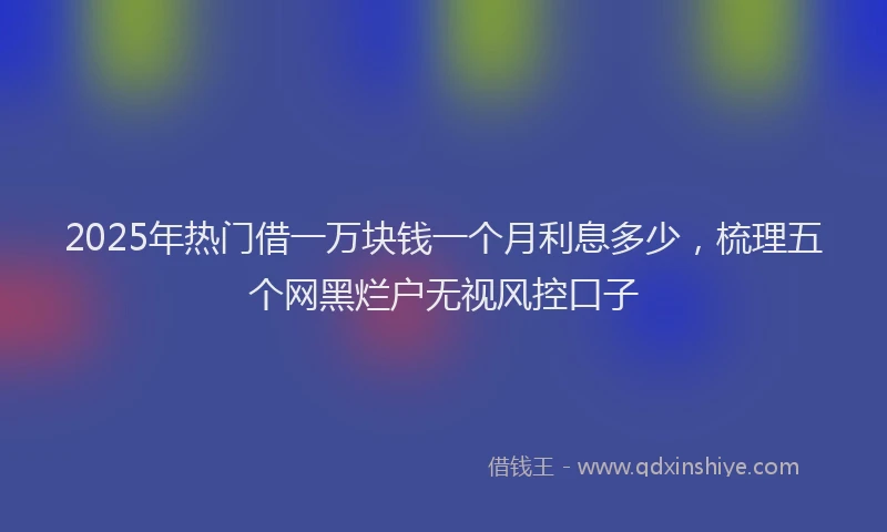 2025年热门借一万块钱一个月利息多少，梳理五个网黑烂户无视风控口子