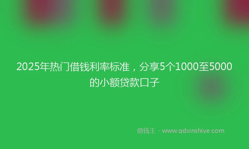 2025年热门借钱利率标准，分享5个1000至5000的小额贷款口子