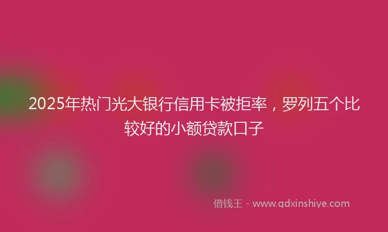 2025年热门光大银行信用卡被拒率，罗列五个比较好的小额贷款口子