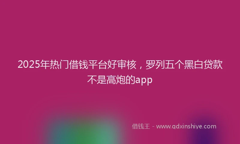 2025年热门借钱平台好审核，罗列五个黑白贷款不是高炮的app