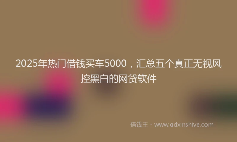 2025年热门借钱买车5000，汇总五个真正无视风控黑白的网贷软件