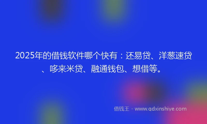 2025年的借钱软件哪个快有：还易贷、洋葱速贷、哆来米贷、融通钱包、想借等。