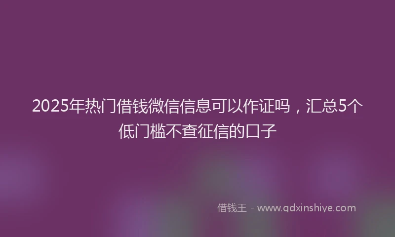 2025年热门借钱微信信息可以作证吗，汇总5个低门槛不查征信的口子