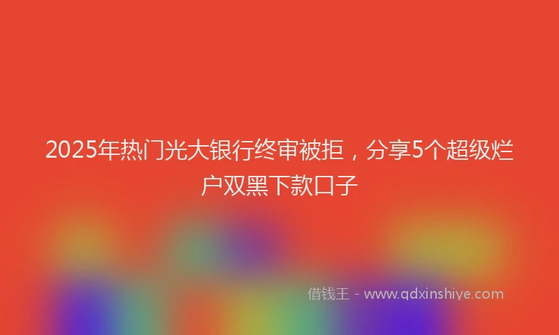 2025年热门光大银行终审被拒，分享5个超级烂户双黑下款口子