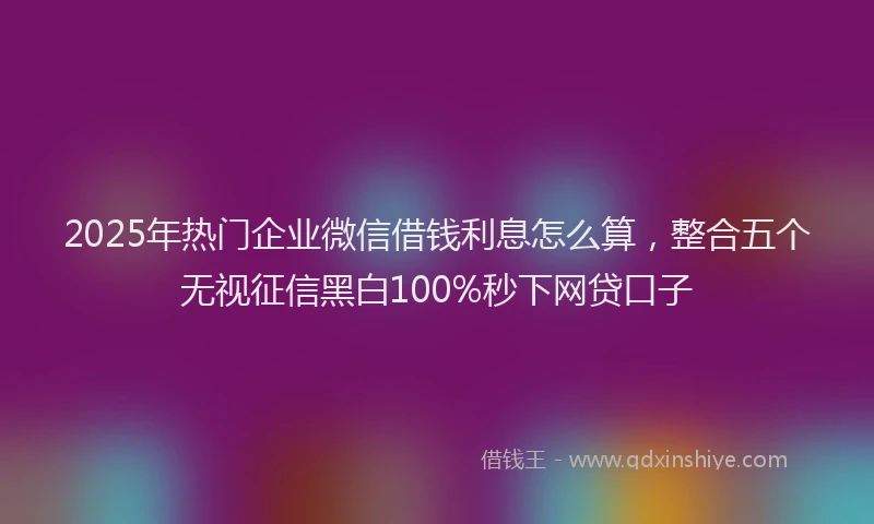 2025年热门企业微信借钱利息怎么算，整合五个无视征信黑白100%秒下网贷口子