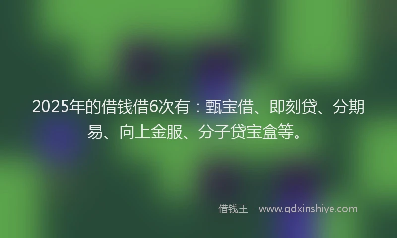 2025年的借钱借6次有：甄宝借、即刻贷、分期易、向上金服、分子贷宝盒等。