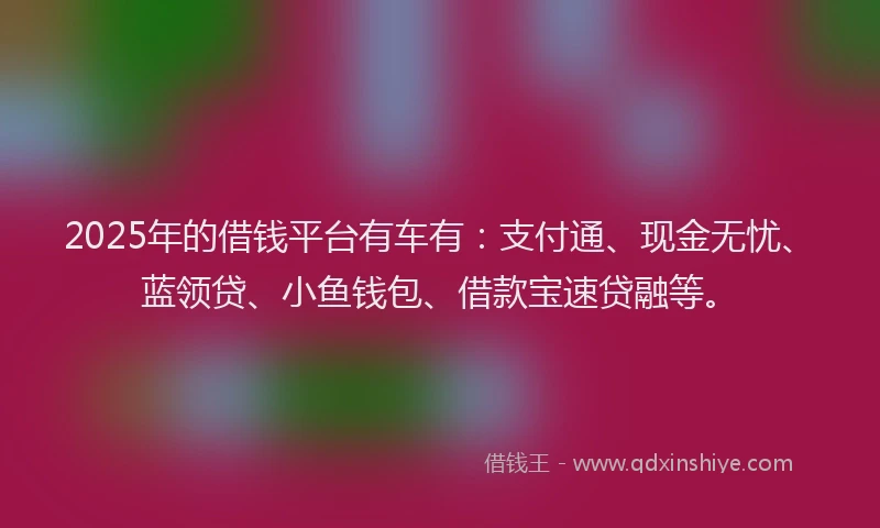 2025年的借钱平台有车有：支付通、现金无忧、蓝领贷、小鱼钱包、借款宝速贷融等。